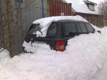 Socially unacceptable vehicle in snow